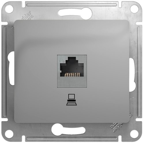 Розетка компьютерная без рамки Systeme Electric Glossa 1-м. RJ45 5e алюминий фото Розетка компьютерная без рамки Systeme Electric Glossa 1-м. RJ45 5e алюминий картинка